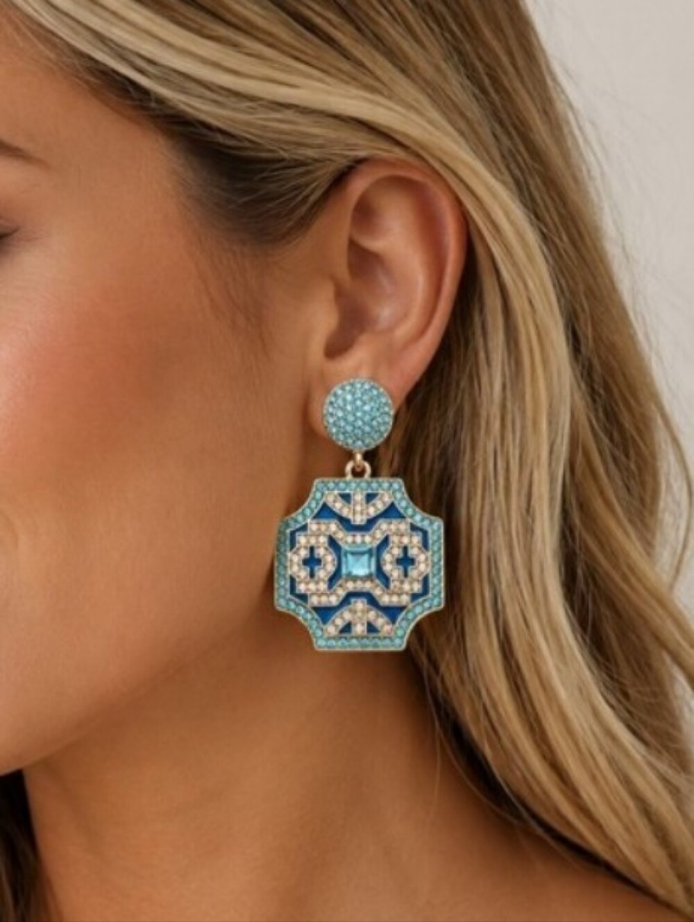 Glam Rhinestone Statement Drop Earrings